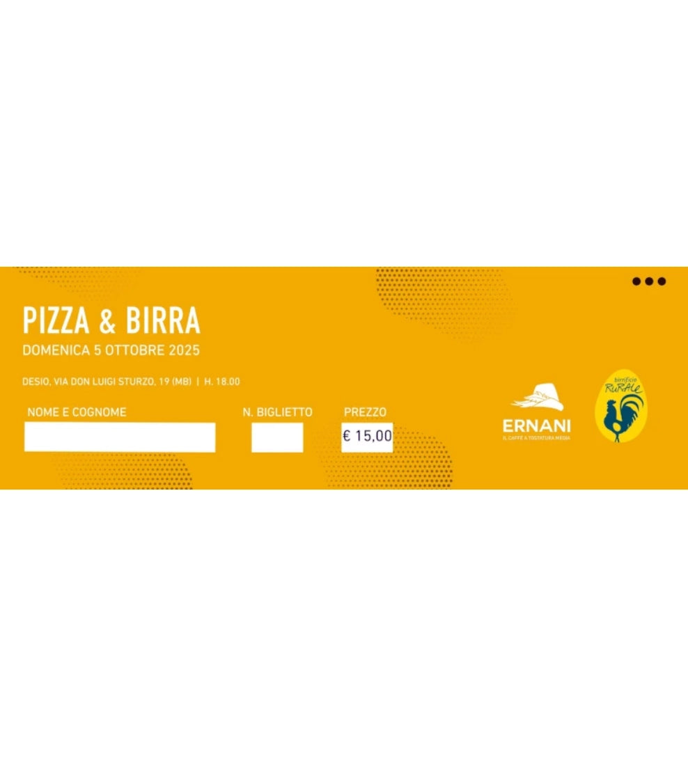 Prevendita – Pizza & Birra – 5 ottobre 2025